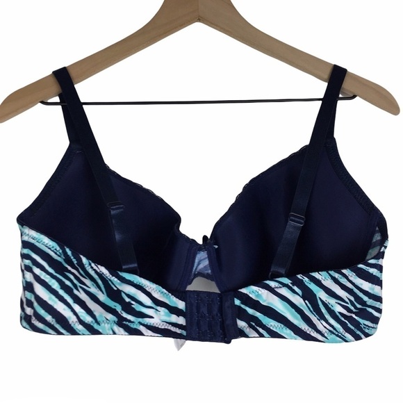 DREAMWEAR Bra Padded Underwire Animal Print Zebra Tiger Blue Size 40C - Picture 3 of 11